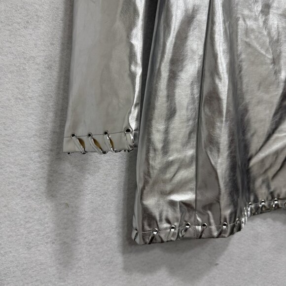 AMYLYNN Dress Womens Small Silver Metallic Long Sleeve Mini Zipper Party Modern - Picture 2 of 11